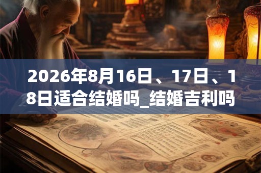 2026年8月16日、17日、18日适合结婚吗_结婚吉利吗