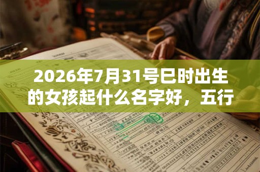 2026年7月31号巳时出生的女孩起什么名字好，五行属什么？