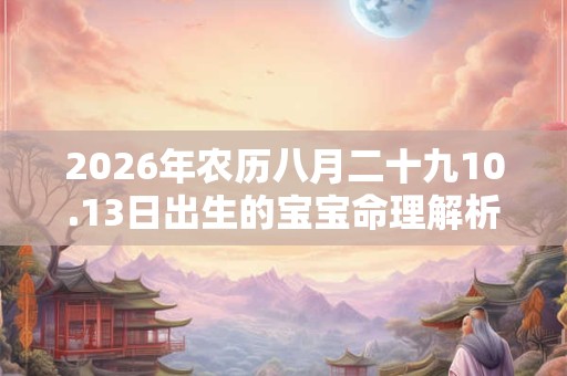 2026年农历八月二十九10.13日出生的宝宝命理解析！
