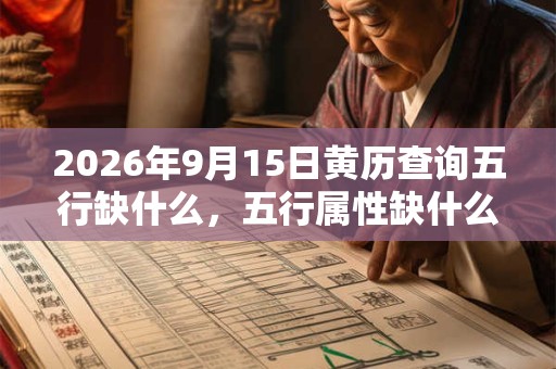 2026年9月15日黄历查询五行缺什么，五行属性缺什么