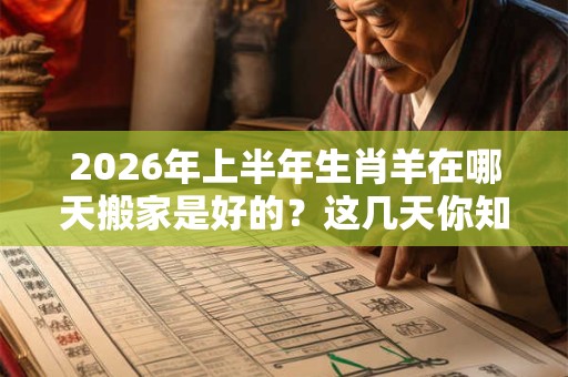 2026年上半年生肖羊在哪天搬家是好的?这几天你知道吗? 2026年上半年生肖羊在哪天搬家是好的?这几天你知道吗?