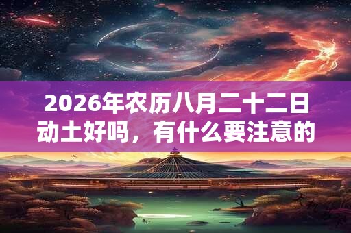 2026年农历八月二十二日动土好吗,有什么要注意的? 2026年农历八月二十二日动土好吗,有什么要注意的?