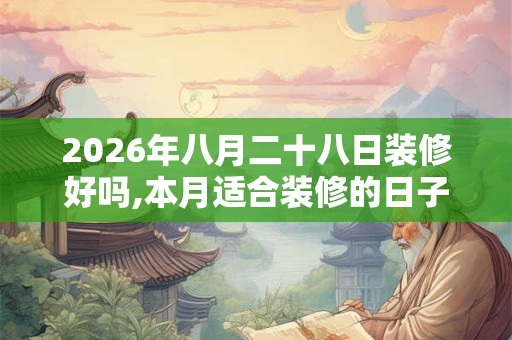 2026年八月二十八日装修好吗,本月适合装修的日子有哪些？