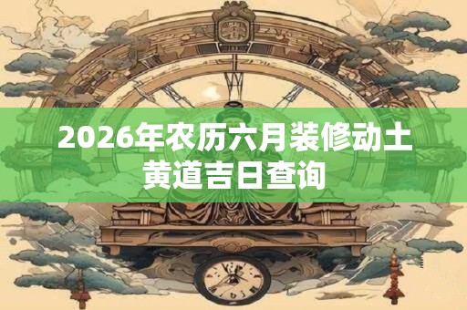 2026年农历六月装修动土黄道吉日查询