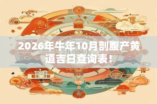 2026年牛年10月剖腹产黄道吉日查询表！