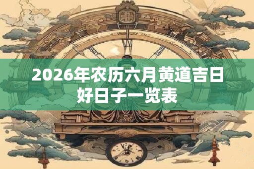 2026年农历六月黄道吉日好日子一览表 2026年农历六月黄道吉日好日子一览表