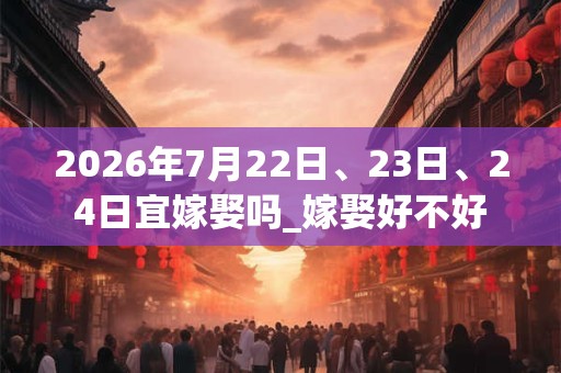 2026年7月22日、23日、24日宜嫁娶吗_嫁娶好不好