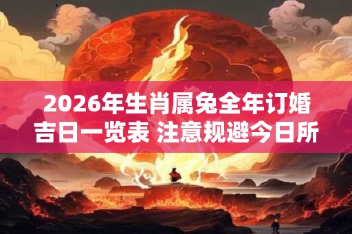 2026年生肖属兔全年订婚吉日一览表 注意规避今日所冲