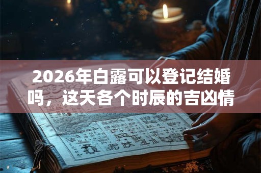 2026年白露可以登记结婚吗，这天各个时辰的吉凶情况
