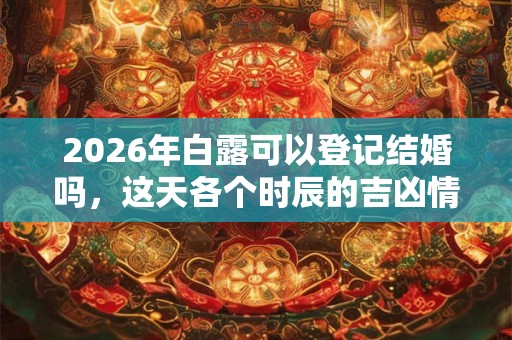 2026年白露可以登记结婚吗，这天各个时辰的吉凶情况