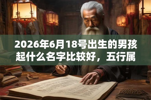 2026年6月18号出生的男孩起什么名字比较好，五行属什么