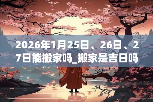 2026年1月25日、26日、27日能搬家吗_搬家是吉日吗
