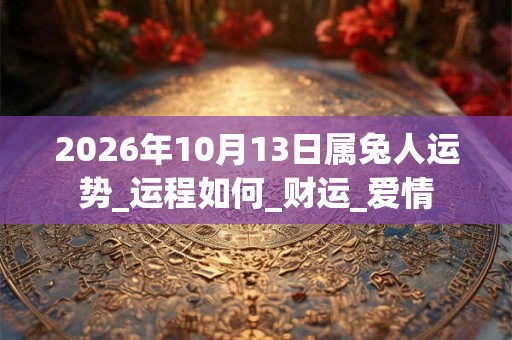 2026年10月13日属兔人运势_运程如何_财运_爱情