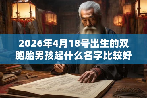 2026年4月18号出生的双胞胎男孩起什么名字比较好，五行属什么