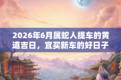 2026年6月属蛇人提车的黄道吉日,宜买新车的好日子 2026年6月属蛇人提车的黄道吉日,宜买新车的好日子
