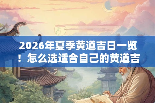 2026年夏季黄道吉日一览！怎么选适合自己的黄道吉日？