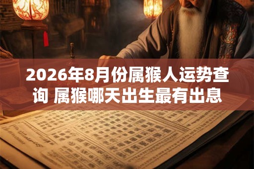 2026年8月份属猴人运势查询 属猴哪天出生最有出息