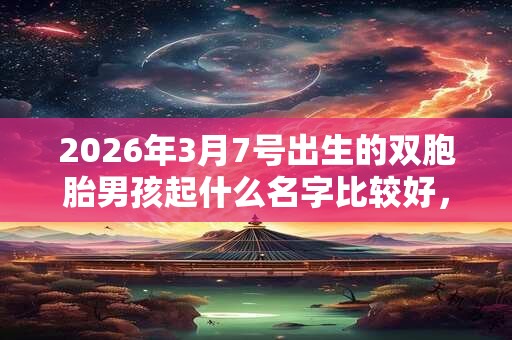 2026年3月7号出生的双胞胎男孩起什么名字比较好，五行属什么