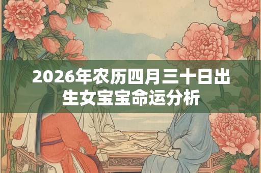 2026年农历四月三十日出生女宝宝命运分析