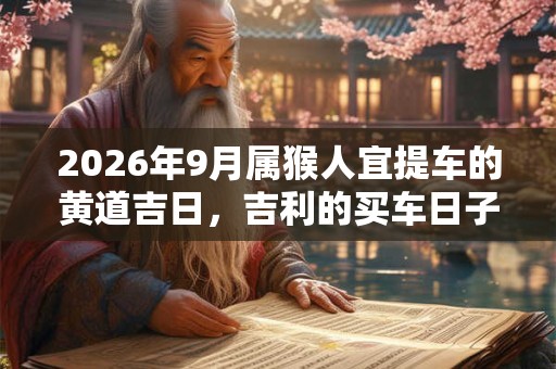 2026年9月属猴人宜提车的黄道吉日，吉利的买车日子