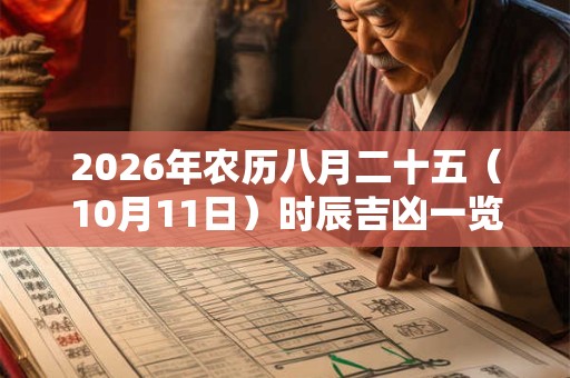 2026年农历八月二十五(10月11日)时辰吉凶一览 2026年农历八月二十五(10月11日)时辰吉凶一览