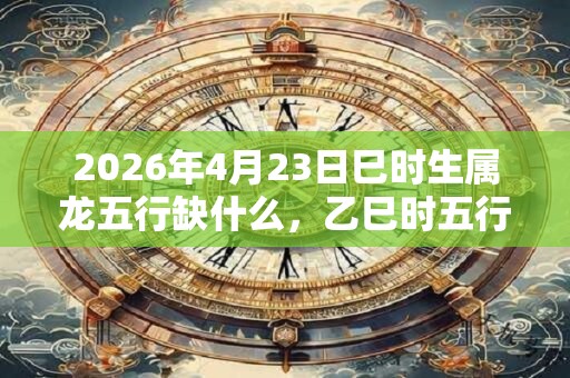 2026年4月23日巳时生属龙五行缺什么，乙巳时五行缺什么