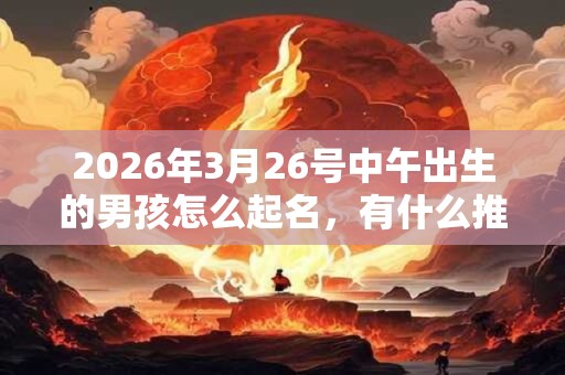 2026年3月26号中午出生的男孩怎么起名，有什么推荐名字？