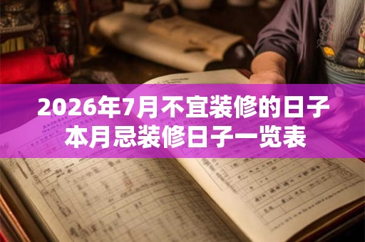 2026年7月不宜装修的日子 本月忌装修日子一览表