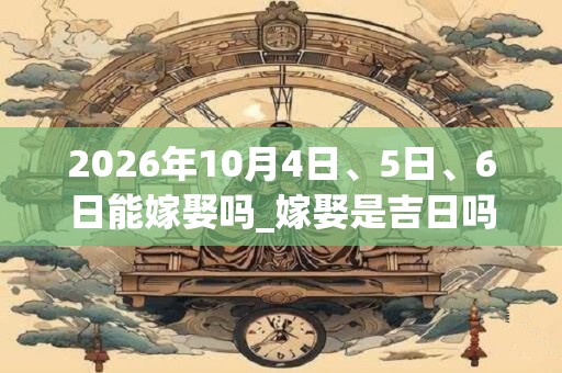 2026年10月4日、5日、6日能嫁娶吗_嫁娶是吉日吗