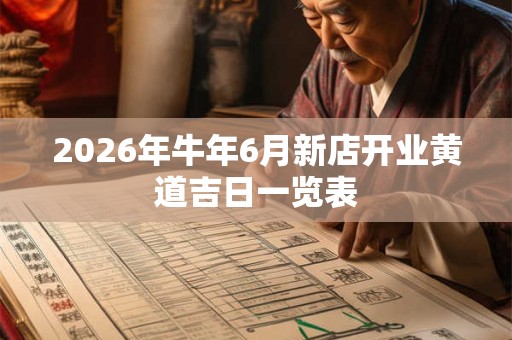 2026年牛年6月新店开业黄道吉日一览表
