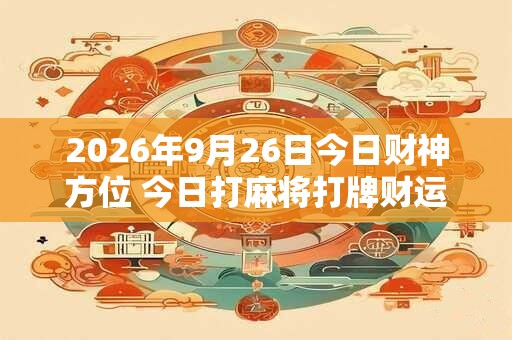 2026年9月26日今日财神方位 今日打麻将打牌财运方位！