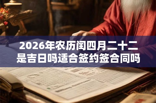 2026年农历闰四月二十二是吉日吗适合签约签合同吗？