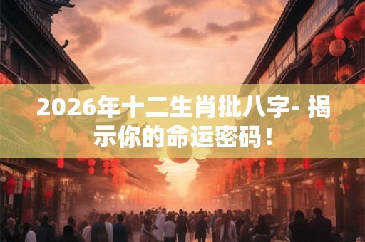 2026年十二生肖批八字- 揭示你的命运密码！