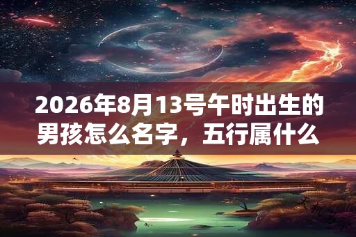 2026年8月13号午时出生的男孩怎么名字，五行属什么呢