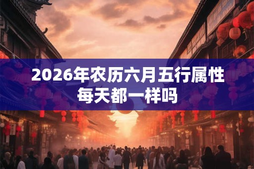 2026年农历六月五行属性每天都一样吗