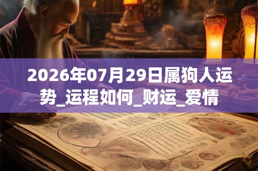2026年07月29日属狗人运势_运程如何_财运_爱情 2026年07月29日属狗人运势_运程如何_财运_爱情