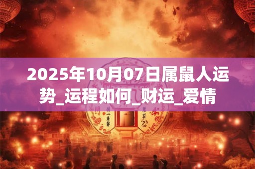 2025年10月07日属鼠人运势_运程如何_财运_爱情 2025年10月07日属鼠人运势_运程如何_财运_爱情