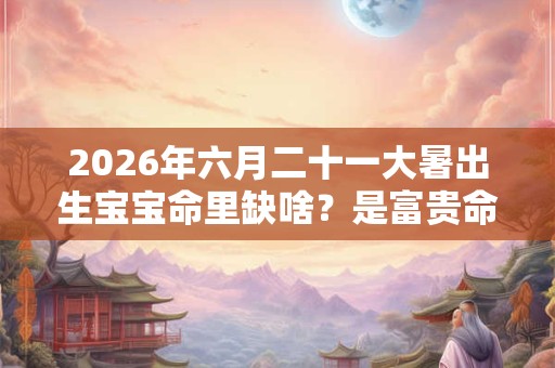 2026年六月二十一大暑出生宝宝命里缺啥？是富贵命吗？