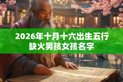 2026年十月十六出生五行缺火男孩女孩名字