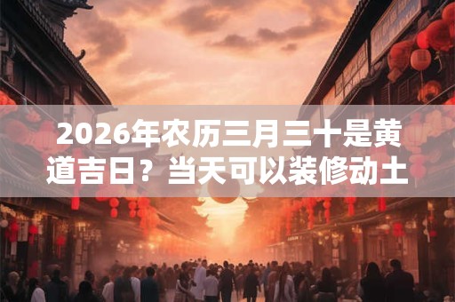 2026年农历三月三十是黄道吉日？当天可以装修动土？