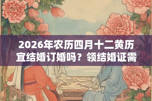 2026年农历四月十二黄历宜结婚订婚吗？领结婚证需要做什么？