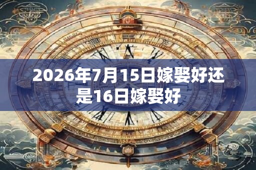 2026年7月15日嫁娶好还是16日嫁娶好 2026年7月15日嫁娶好还是16日嫁娶好