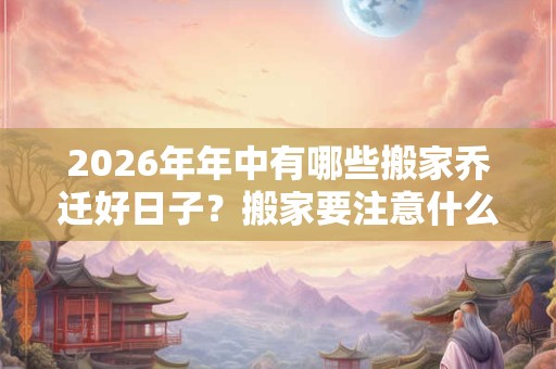 2026年年中有哪些搬家乔迁好日子？搬家要注意什么？