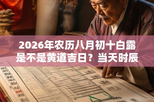 2026年农历八月初十白露是不是黄道吉日？当天时辰吉凶如何？
