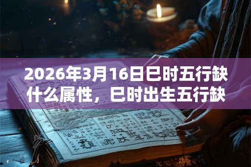 2026年3月16日巳时五行缺什么属性，巳时出生五行缺什么
