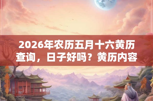 2026年农历五月十六黄历查询,日子好吗?黄历内容怎么看? 2026年农历五月十六黄历查询,日子好吗?黄历内容怎么看?