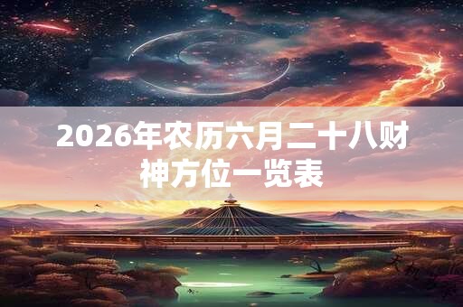 2026年农历六月二十八财神方位一览表