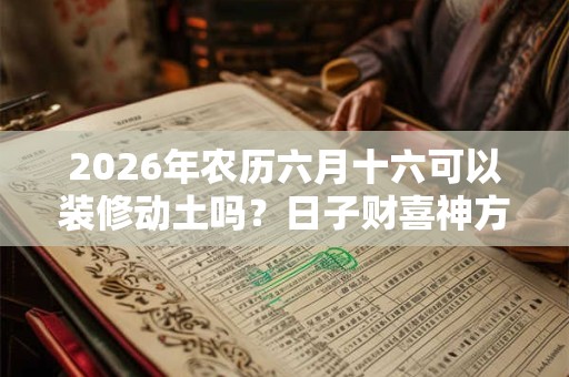 2026年农历六月十六可以装修动土吗？日子财喜神方位？