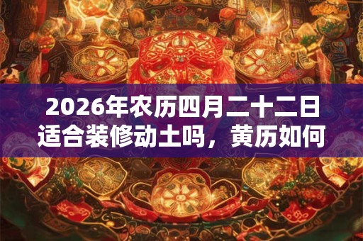 2026年农历四月二十二日适合装修动土吗，黄历如何？