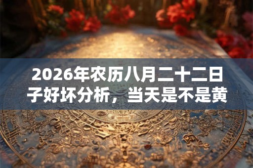 2026年农历八月二十二日子好坏分析，当天是不是黄道吉日？